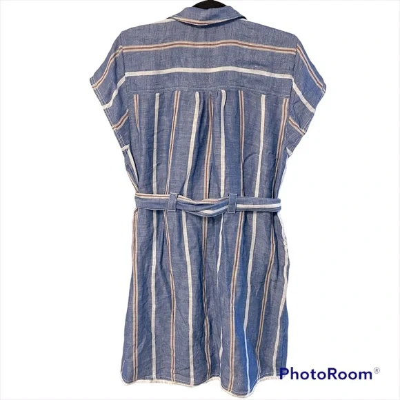 Pilcro by Anthropologie striped linen collared dress size 12 - Picture 4 of 16